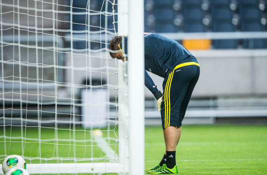 Träning på Friends Arena. Kristoffer Nordfeldt, målvakt,