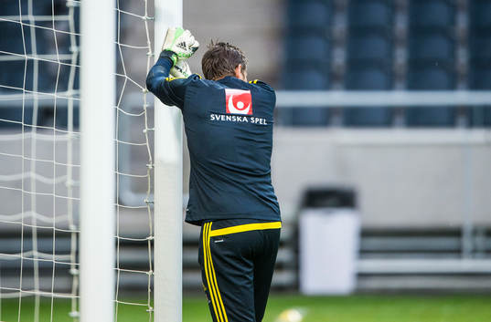 Träning på Friends Arena. Kristoffer Nordfeldt, målvakt,