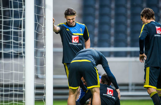 Träning på Friends Arena. Kristoffer Nordfeldt, målvakt,