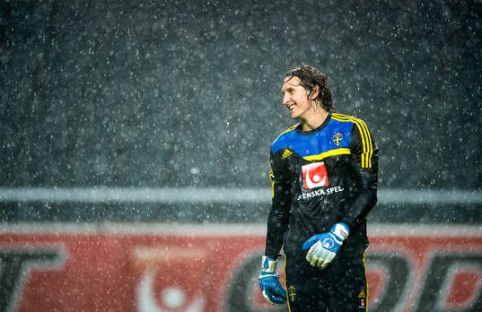 Träning på Friends Arena. David Mitov-Nilsson, målvakt
