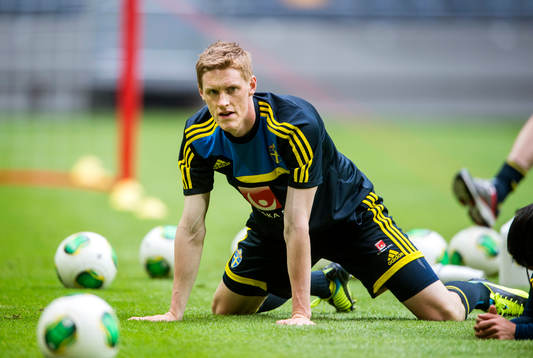 Träning på Friends Arena. Rasmus Elm