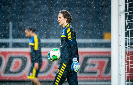 Träning på Friends Arena. David Mitov-Nilsson, målvakt