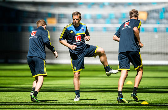 Träning på Friends Arena. Anders Svensson