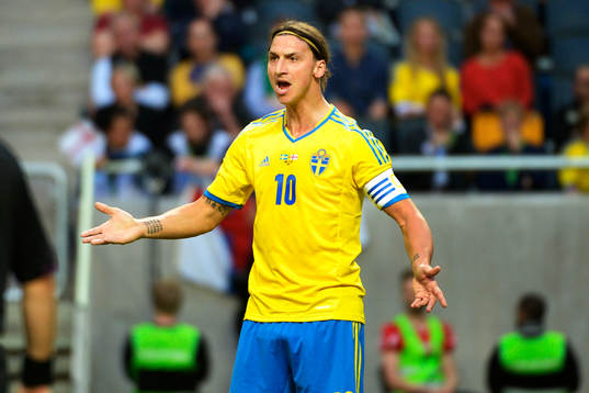 Sveriges Zlatan Ibrahimovic skriker på Alexander
