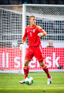 Pär Hansson, målvakt, Sverige i matchen mellan Sverige
