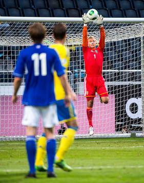 Pär Hansson, målvakt, Sverige i matchen mellan Sverige