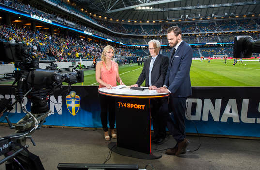 Anna Brolin, Hasse backen och Olof Lundh i TV4 Sport