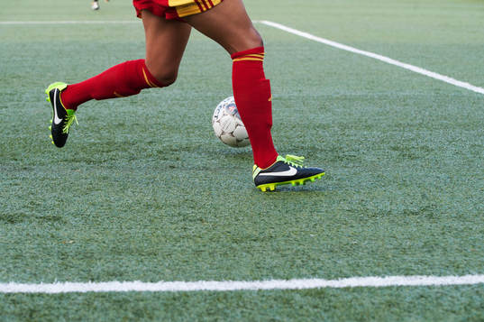 Fot, fötter, boll, konstgräs, fotbollsskor, Nike,
