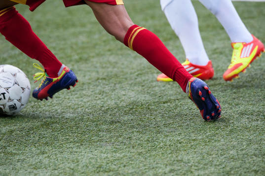 Fot, fötter, boll, konstgräs, fotbollsskor, Nike,
