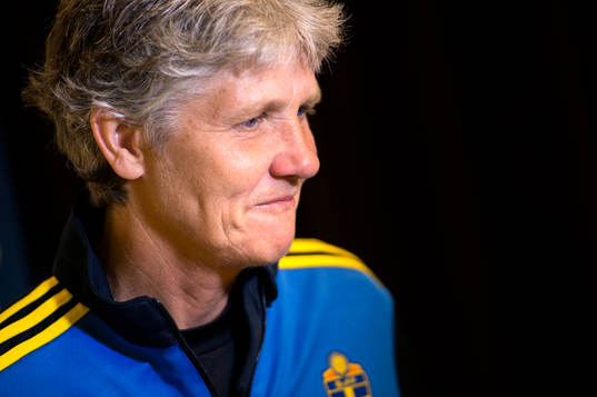 Presskonferens med Pia Sundhage, förbundskapten