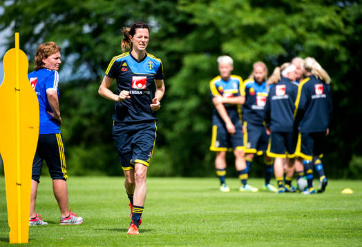Det svenska damlandslaget tränar på Bosön. Lotta Schelin
