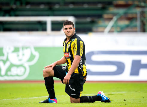 Häckens Moestafa El Kabir deppar i matchen mellan Häcken