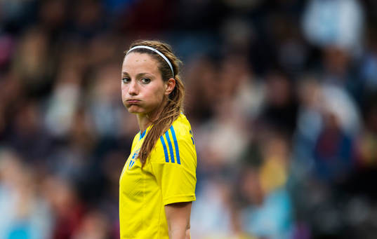 Sveriges Kosovare Asllani i träningslandskampen mellan
