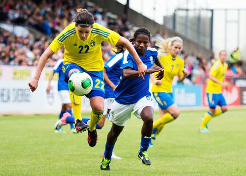 Sveriges Olivia Schough i träningslandskampen mellan
