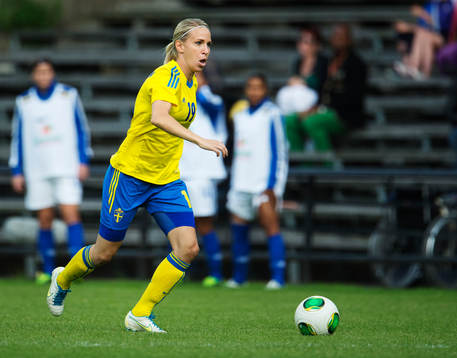 Sveriges Elin Magnusson i träningslandskampen mellan