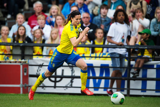 Sveriges Lotta Schelin i träningslandskampen mellan