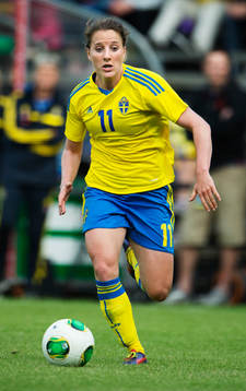 Sveriges Antonia Göransson i träningslandskampen mellan