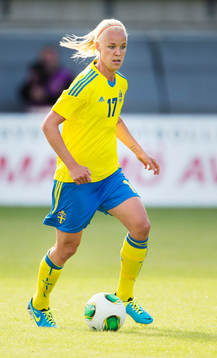 Sveriges Caroline Seger i träningslandskampen mellan