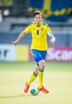 Sveriges Lotta Schelin i träningslandskampen mellan