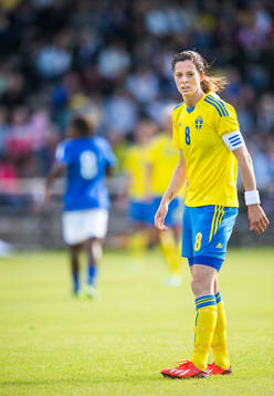 Sveriges Lotta Schelin i träningslandskampen mellan