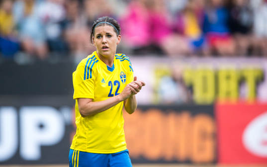 Sveriges Olivia Schough i träningslandskampen mellan