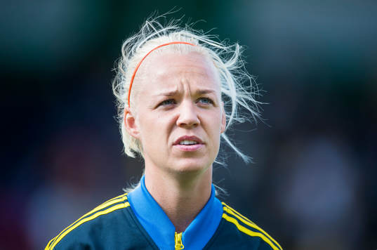 Sveriges Caroline Seger i träningslandskampen mellan
