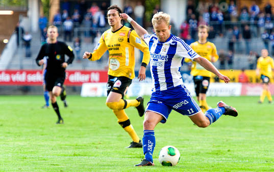 IFK Göteborgs Robin Söder laddar för skott