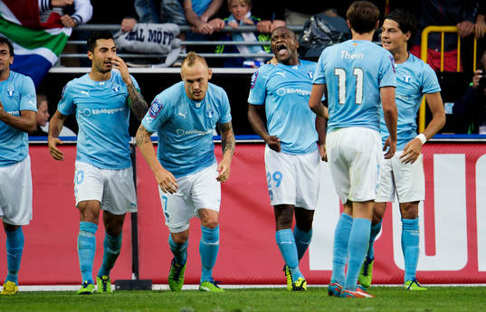 Malmö FFs Tokelo Rantie jublar