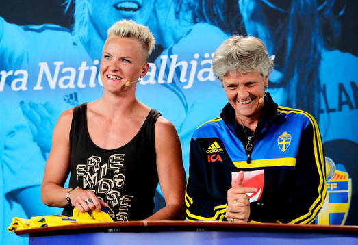 Sveriges Nilla Fischer och förbundskapten Pia Sundhage