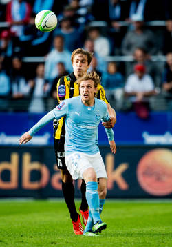 Häckens Mika Ojala och Malmö FFs Emil Forsberg