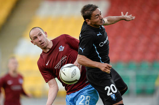 4 July 2013; Alan Byrne, Drogheda United, in action against
