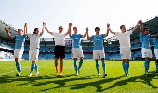 Malmö FFs Simon Thern, Erik Friberg, målvakt Robin Olsen,