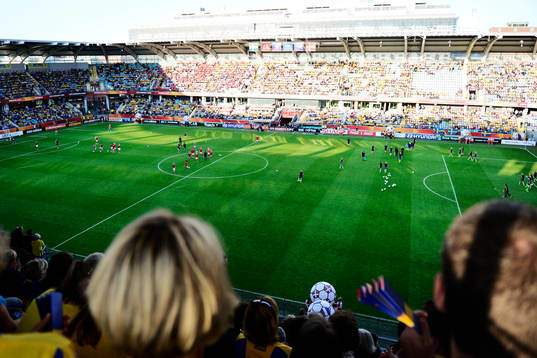 Uppvärmning på Gamla Ullevi innan matchen mellan Sverige