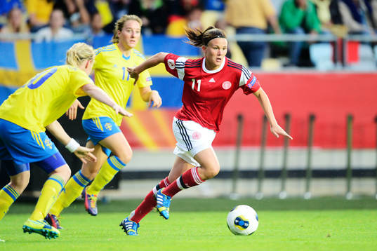 Danmarks Katrine Veje i matchen mellan Sverige och Danmark