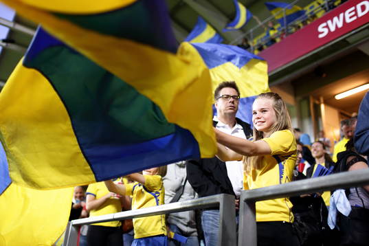 Sveriges supporters i matchen mellan Sverige och Danmark