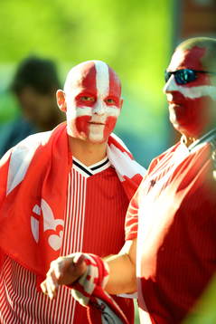Dansk supporter i matchen mellan Sverige och Danmark