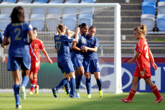 Mål 1-0 av Frankrikes Marie-Laure Delie, här med