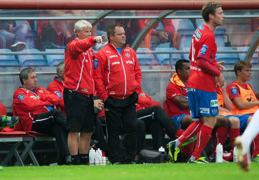 Kalle Björklund och Roar Hansen, tränare, Helsingborg  i