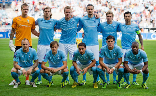 Malmö FFs lagbild, övre raden Johan Dahlin, målvakt,