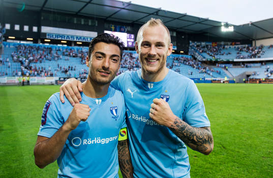Kvällens målskyttar Malmö FFs Jiloan Hamad och Magnus