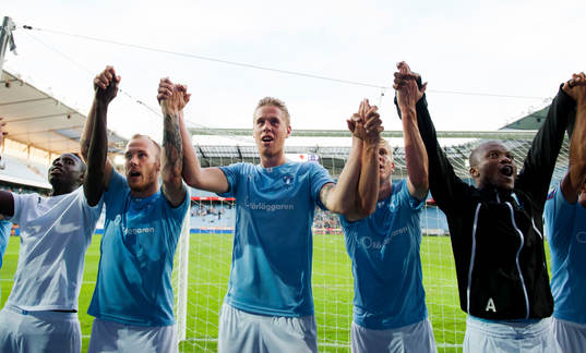 Malmö FFs Magnus Eriksson, Pontus Jansson, Simon Kroon,