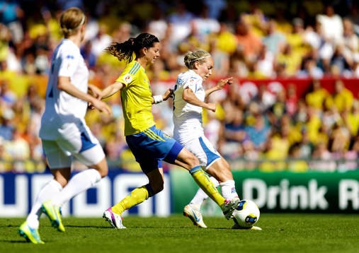 Mål 4-0 av Sveriges Lotta Schelin  i kvartsfinalen mellan