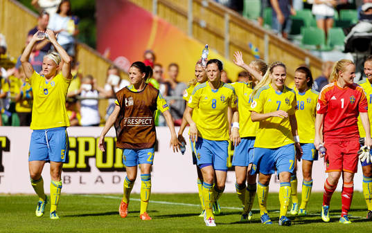 Svenska laget med Nilla Fischer, Olivia Schough, Lotta