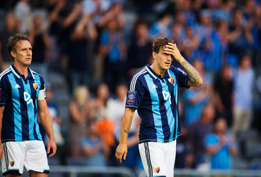 Djurgårdens Andreas Johansson och Erton Fejzullahu deppar