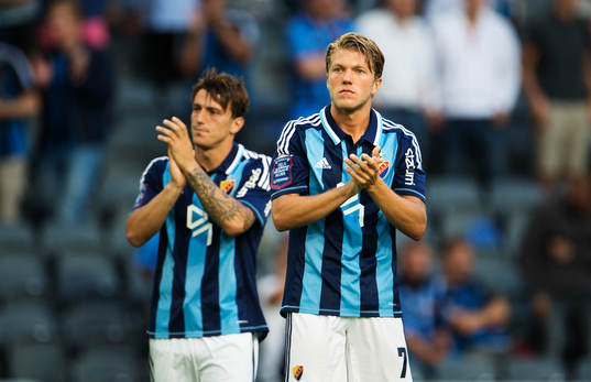 Djurgårdens Erton Fejzullahu och Martin Broberg deppar