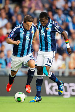 Djurgårdens Erton Fejzullahu och Daniel Amartey