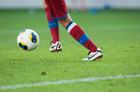 Fot, boll, fotbollsskor, bredsida, Nike, gräsmatta