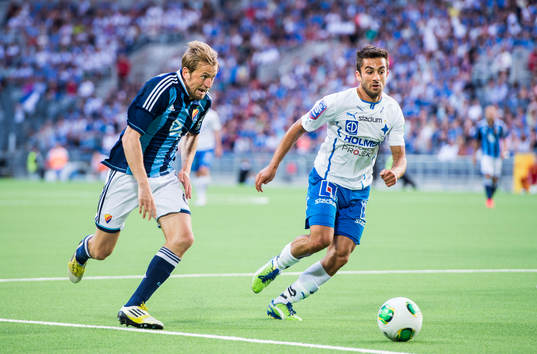 Djurgårdens Peter Nymann Mikkelsen och IFK Norrköpings