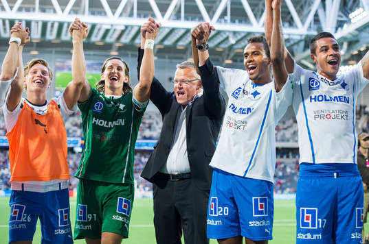 IFK Norrköpings tränare Jan Andersson jublar