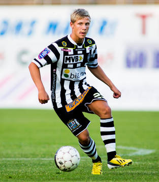Landskronas Erik Andersson i fotbollsmatchen i Superettan